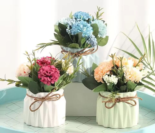 Nordic Flower Vase Imitation Ceramic Plastic Flower Vase Pot Home Living Room Desktop Decoration Wedding Birthday Decoration
