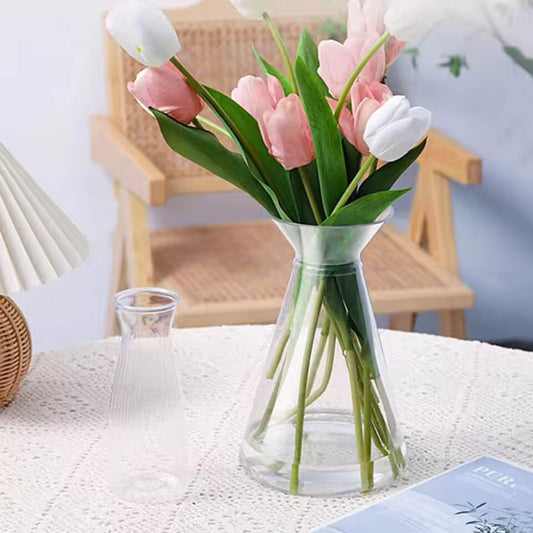 1pc Transparent Plastic Vase Flower Arrangement Container Plastic Hydroponic Plant Flower Vase Home Living Room Desktop Decor